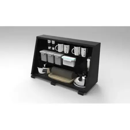 Ensemble de cuisine noir universel 750mm pour compartiments latéraux de hardtop Alu-Cab